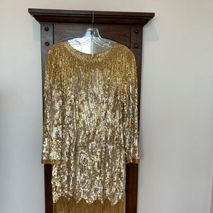 Black Tie Oleg Cassini silk and sequined dress in size 6.